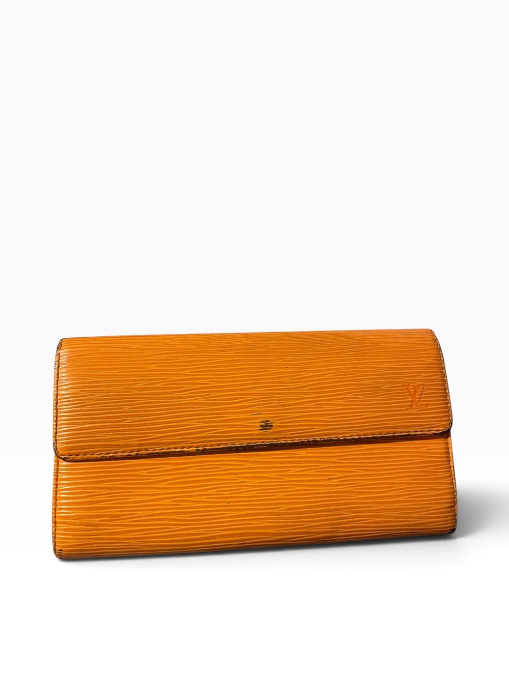 Orange Textured Leather Wallet Clutch - Women Bags